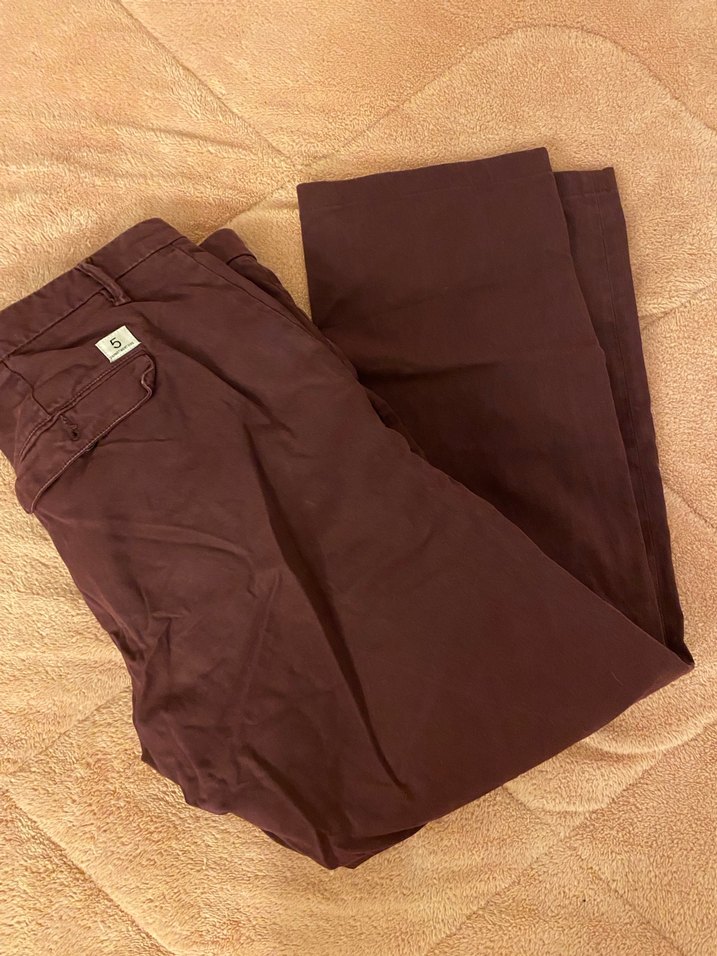 Düğmeli Bordo Keten Erkek Pantolon - Görsel 5