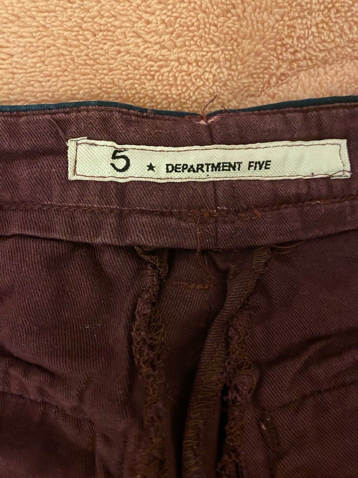 Düğmeli Bordo Keten Erkek Pantolon - Görsel 2