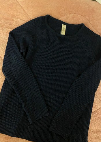 Kadın Lacivert  Örgü Detaylı Kazak - Görsel 3