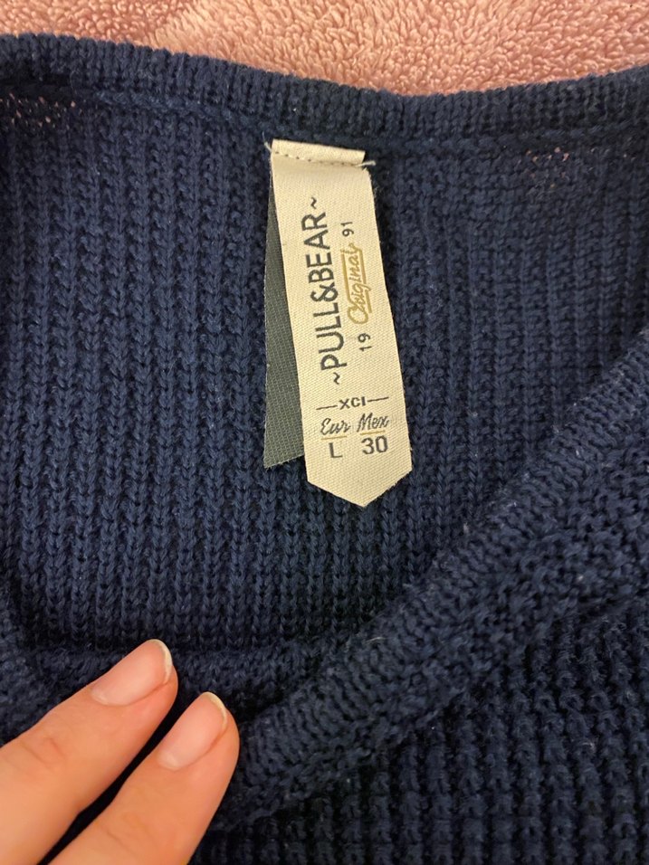 Kadın Lacivert  Örgü Detaylı Kazak - Görsel 2