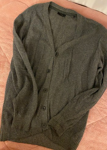 Düğmeli Gri Erkek Hırka - Görsel 3