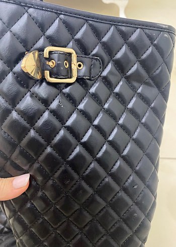 Kadın Siyah Tokalı Deri Dizüstü Bot - Görsel 10