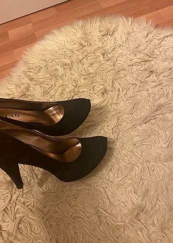 Siyah Süet Topuklu Kadın Ayakkabı - Görsel 5