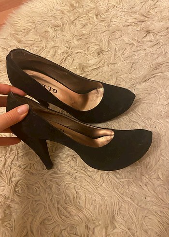 Siyah Süet Topuklu Kadın Ayakkabı - Görsel 6