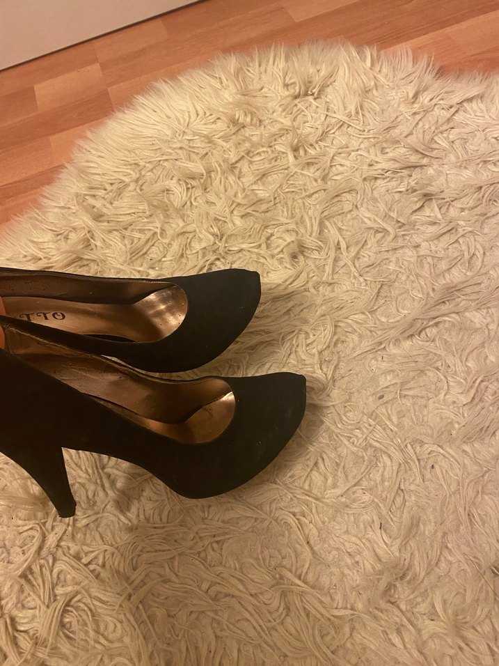 Siyah Süet Topuklu Kadın Ayakkabı - Görsel 5