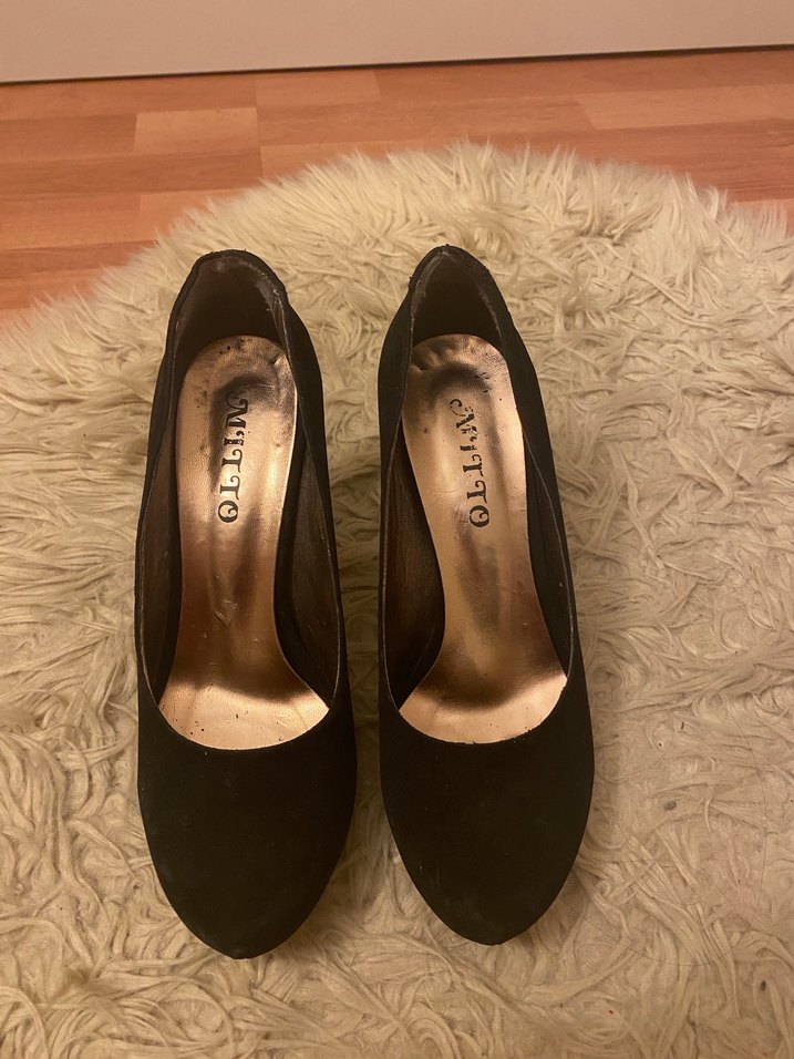 Siyah Süet Topuklu Kadın Ayakkabı - Görsel 2