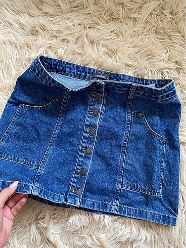 xl Beden lacivert Renk Mini kot etek