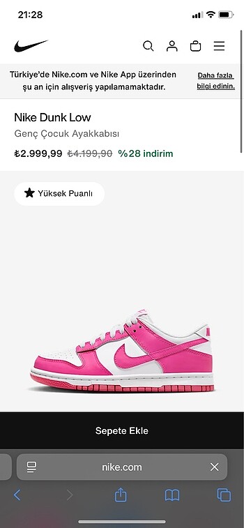 pembe nike dunk
