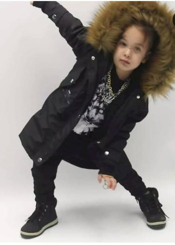 Kürklü unisex Çocuk Mont - Görsel 3