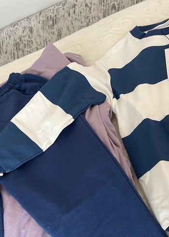 Kızlar için Fermuarlı Mavi Sweatpants