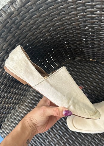 Beyaz tay tüyü espadril gerçek deri - Görsel 5