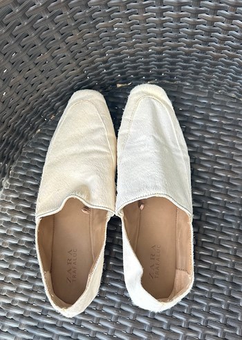 Beyaz tay tüyü espadril gerçek deri - Görsel 6