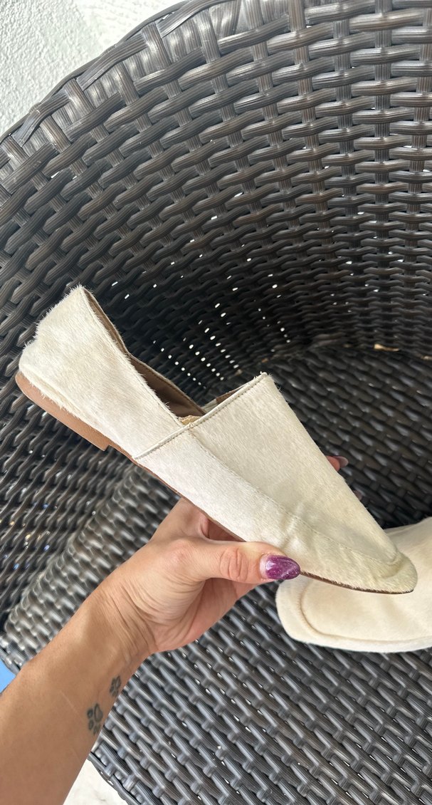 Beyaz tay tüyü espadril gerçek deri - Görsel 5