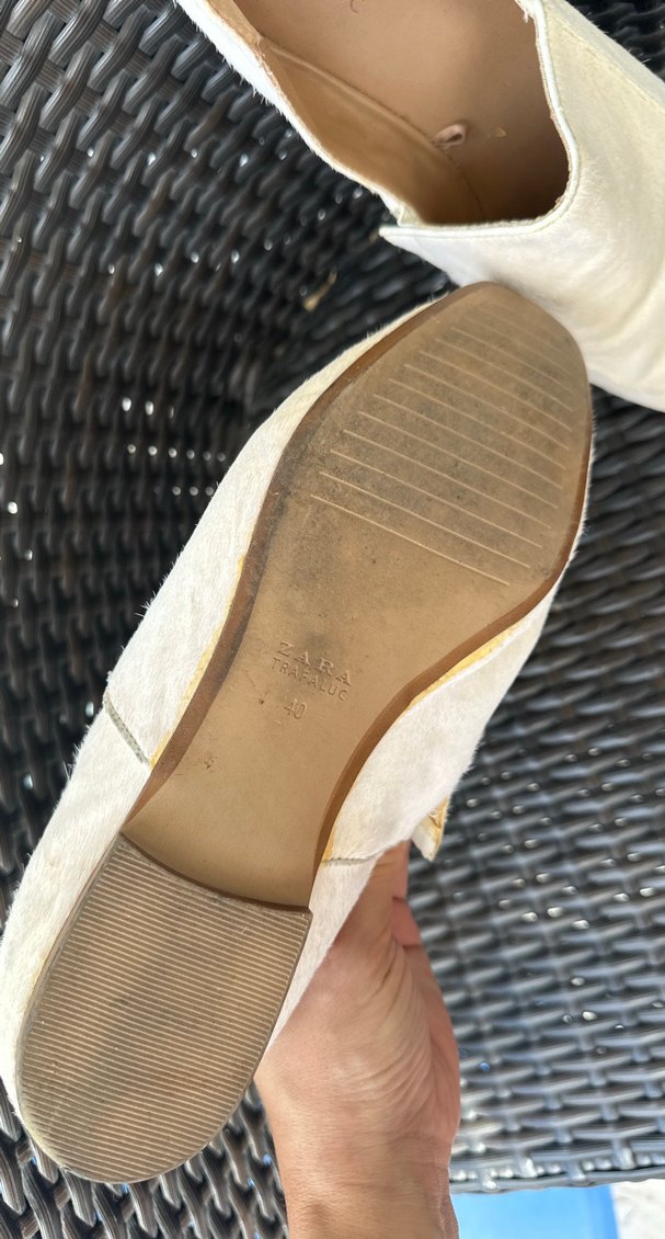 Beyaz tay tüyü espadril gerçek deri - Görsel 3