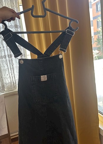 LC Waikiki Koyu Gri Denim Uzun Elbise