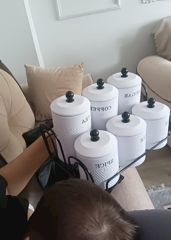 metal Beyaz Kapaklı Mutfak Baharat Kavanozları