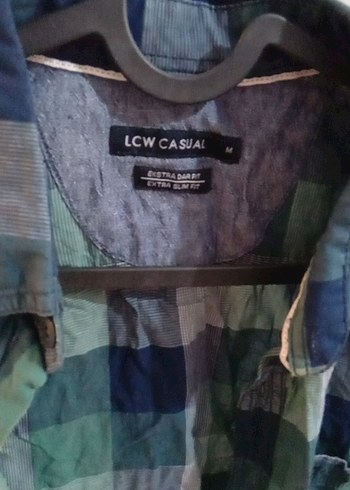 LC Waikiki Erkek Gri Mavi yeşil Düğmeli Kısa Kollu Gömlek