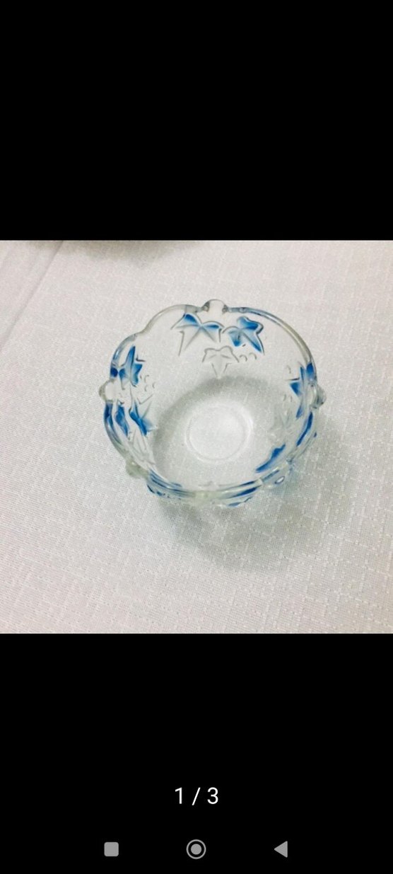 Mavi Çiçek Desenli Cam Kase - Görsel 2