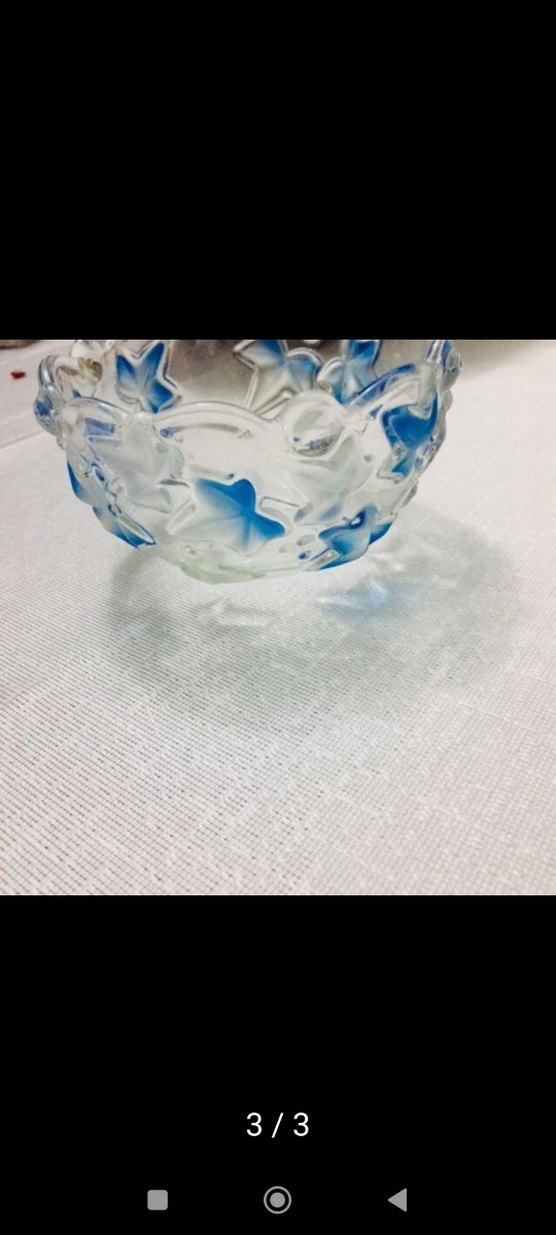 Mavi Çiçek Desenli Cam Kase - Görsel 3