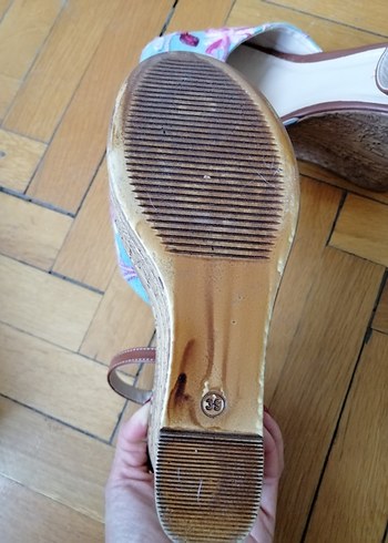 39 Beden mavi Renk Mavi Çiçekli Bohem Dolgu Topuklu Kadın Ayakkabı