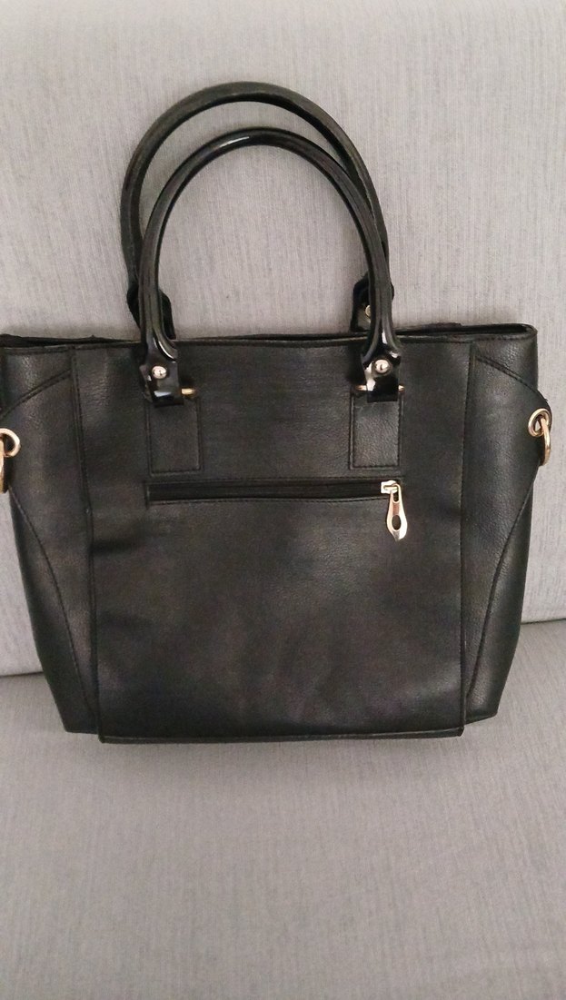 Klasik Siyah Deri Yılan Desenli Kadın Çanta - Görsel 2