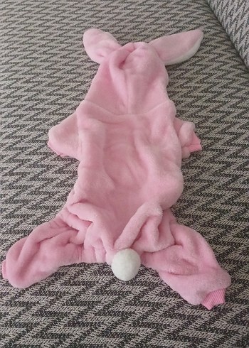 Pembe Peluş Kapüşonlu Köpek Tulumu - Görsel 2