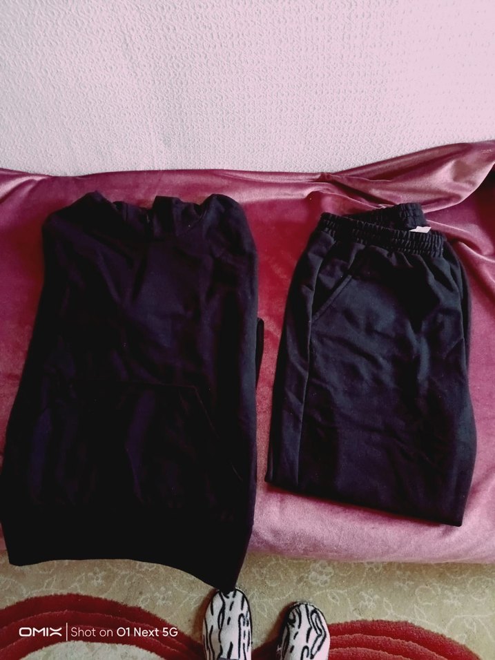 Siyah Oversize Kız Eşofman Takımı - Görsel 2