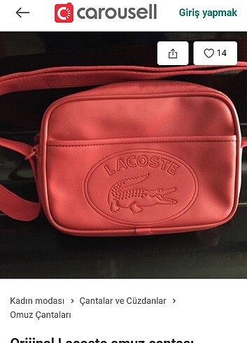 Lacoste asklı çantası