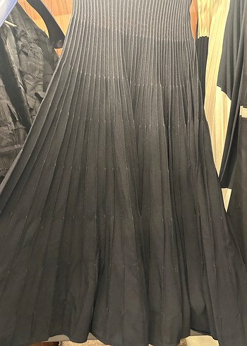 Siyah Pilili triko Uzun Kadın Etek - Görsel 3