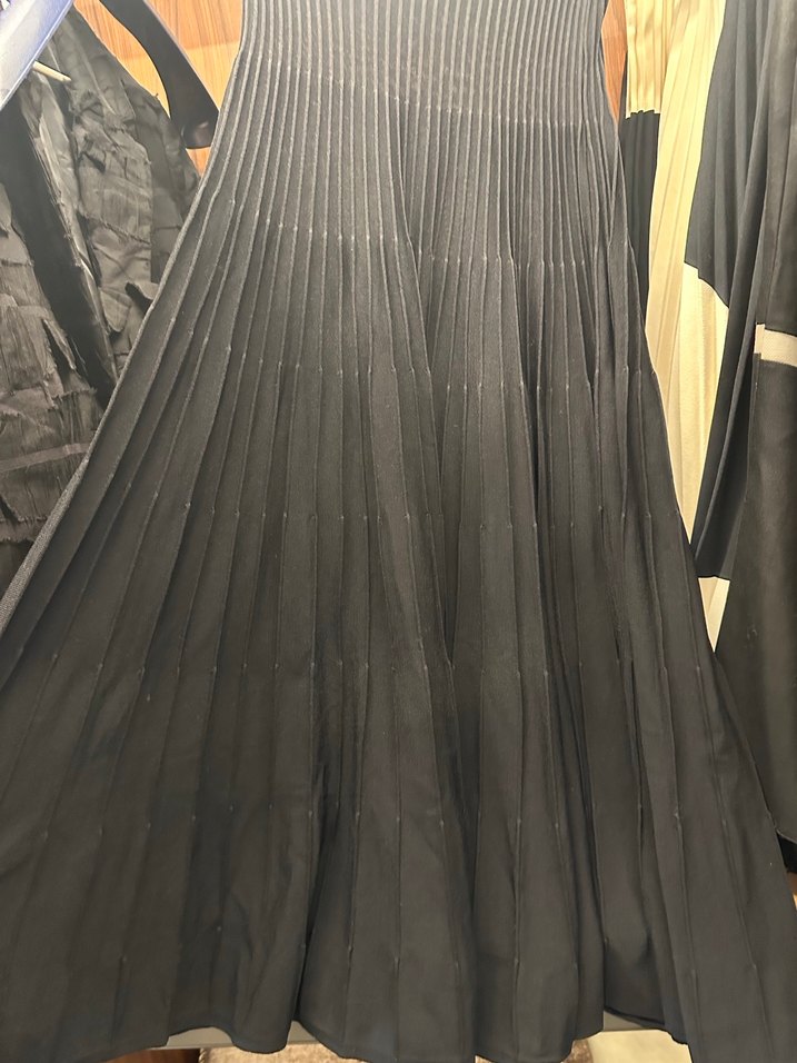 Siyah Pilili triko Uzun Kadın Etek - Görsel 3