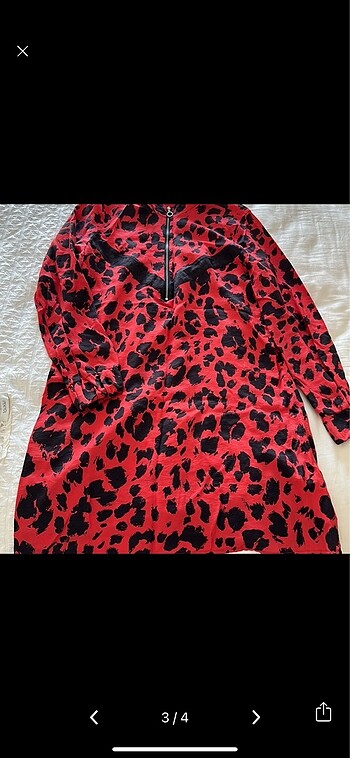 40 Beden kırmızı Renk Leopar desen tunik