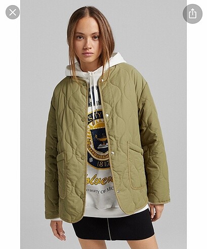 Bershka Haki Kapitone Ceket