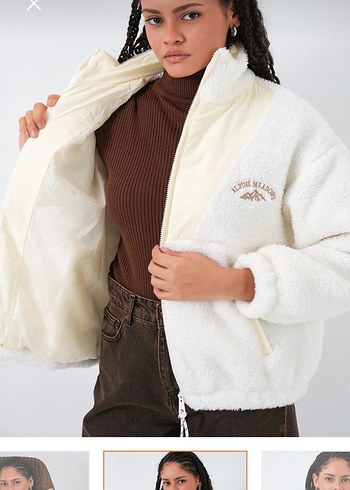 Beyaz Peluş Yumuşak Kadın Ceket - Görsel 2