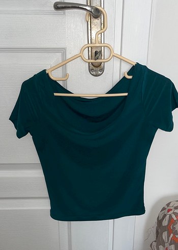 Kadın Koyu Yeşil Mini crop bluz sorunsuz