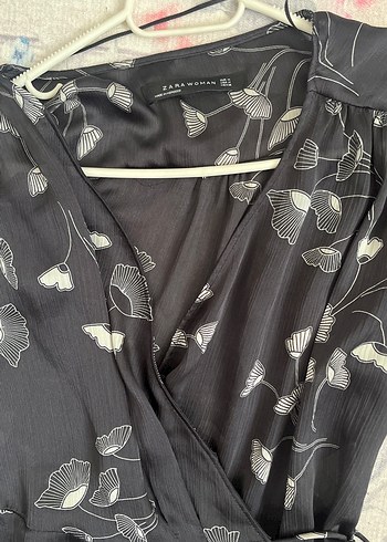Orijinal zara saten bluz volanlı klasik model
