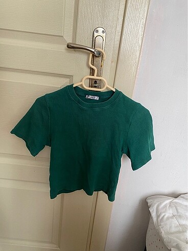 Yeşil crop bluz tshirt