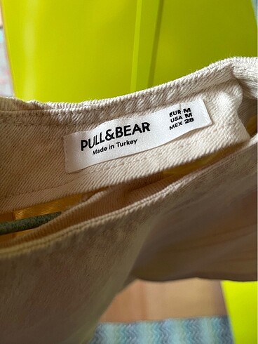 m Beden beyaz Renk Pull & bear keten ekru elbise