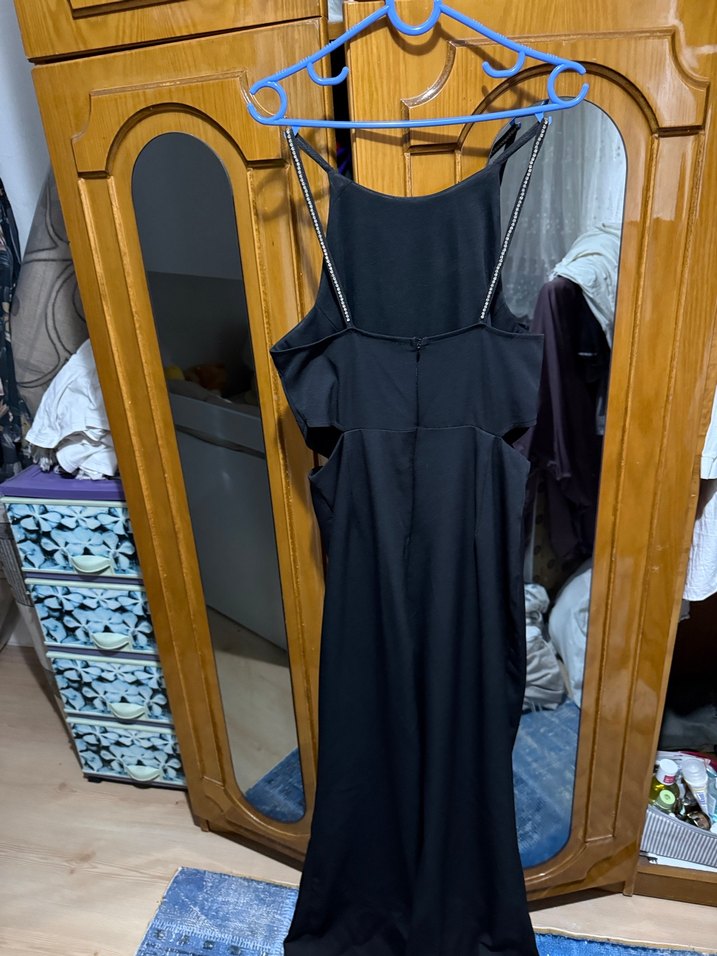 Siyah Kemerli Kadın Uzun Tulum - Görsel 3