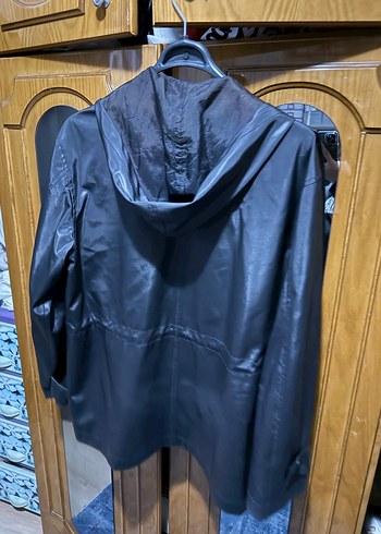 Deri Siyah Kemerli Kadın Ceket - Görsel 3