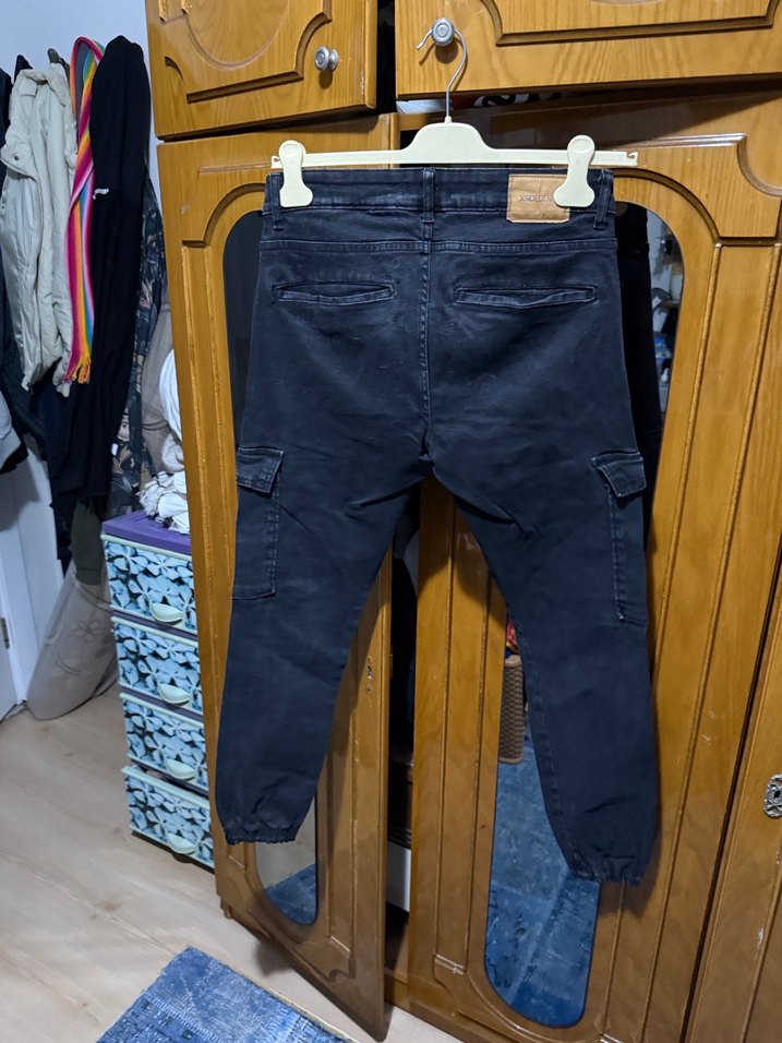 Kemer Detaylı Siyah Bağlama Desenli erkek Kot Pantolon - Görsel 2