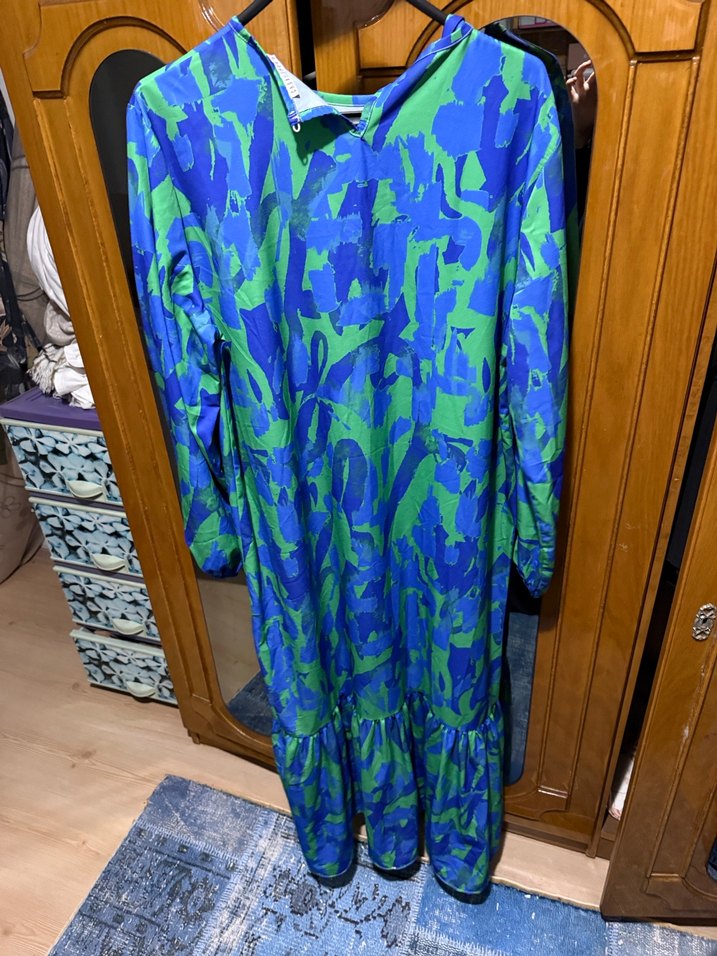 Renkli Batik Desenli Kadın Uzun Elbise - Görsel 2