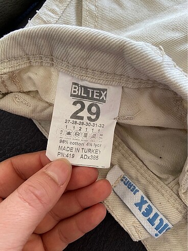 29 Beden Krem yan cepli kot pantolon
