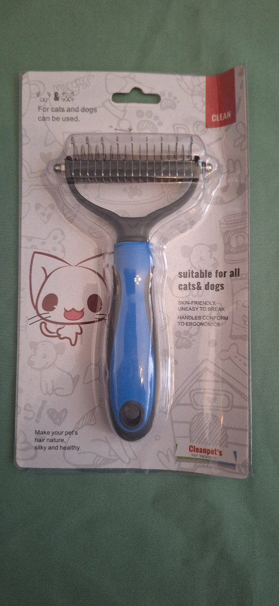 Mavi Tüy Dökücü Kedi ve Köpek Tarağı - Görsel 2