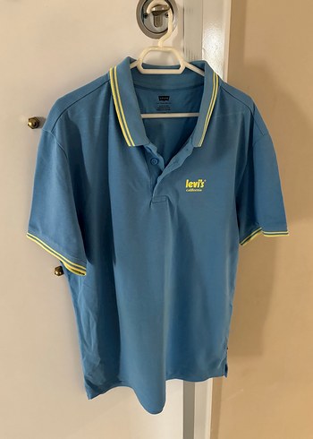 l Beden Levi's Mavi Düğmeli Kısa Kollu Polo Tişört