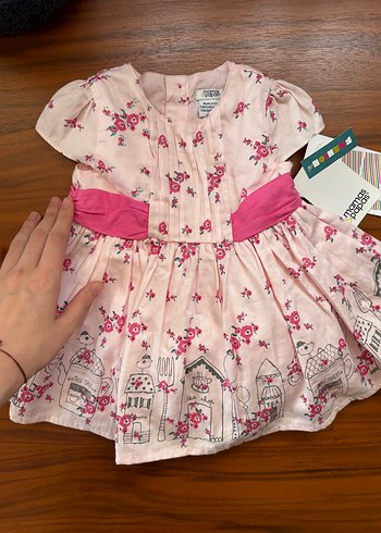 0-3 Ay Beden Mamas&Papas Çiçek Desenli Kız Çocuk Elbisesi