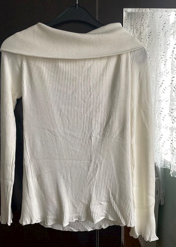 Beyaz Balıkçı Yaka Piliseli Kadın Triko - Görsel 4