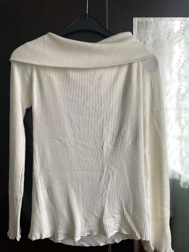 Beyaz Balıkçı Yaka Piliseli Kadın Triko - Görsel 2