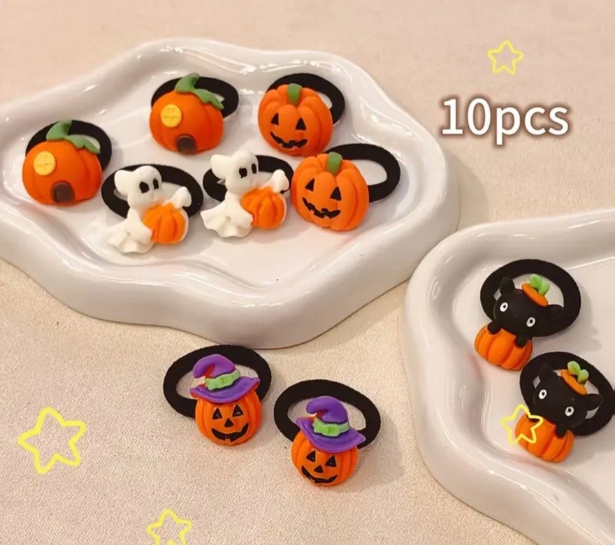 Renkli Gotik Çocuk Lastikli Saç Tokaları - Görsel 2