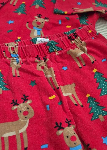 LC Waikiki Kız erkek Çocuk Kırmızı yılbaşı Pijama Takımı