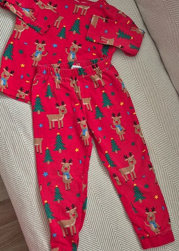 Kız erkek Çocuk Kırmızı yılbaşı Pijama Takımı